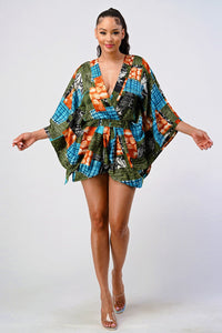 Vibrant Kimono Sleeve Romper - REVE DORES