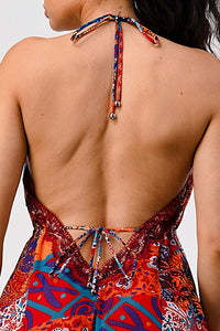 Bohemian Patchwork Halter Maxi Dress - REVE DORES