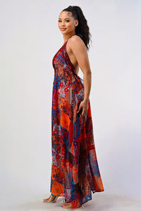 Bohemian Patchwork Halter Maxi Dress - REVE DORES