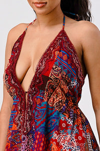 Bohemian Patchwork Halter Maxi Dress - REVE DORES