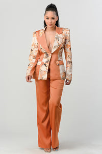 Elegant Contrast Panel Blazer Set - REVE DORES