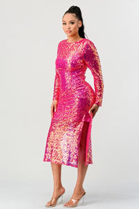 Radiant Sequin Ombre Midi Dress - REVE DORES