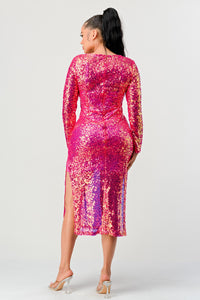 Radiant Sequin Ombre Midi Dress - REVE DORES
