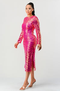Radiant Sequin Ombre Midi Dress - REVE DORES