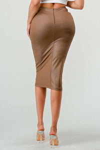 Athina High-Quality Fabric Soft PU Midi Skirt