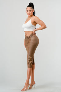 Athina High-Quality Fabric Soft PU Midi Skirt - ATHINA