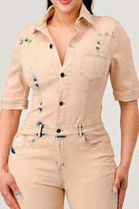 Half Sleeve Fitted Jumpsuit by Rêve Dorés