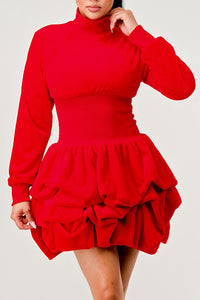 Cute, romantic, whimsical red dress with cascading ruffles for a whimsical silhouette by Rêve Dorés