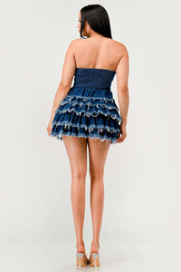 Denim Delight Tiered Ruffle Dress | Rêve Dorés
