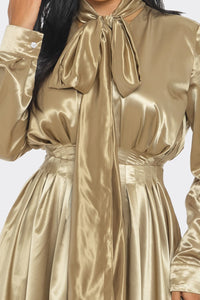 Satin Bow-Tie Midi Dress - ATHINA