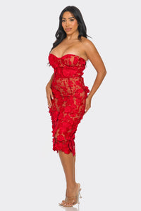 Scarlet Floral Applique Dress - REVE DORES