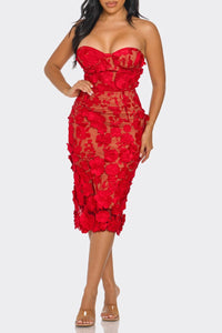Scarlet Floral Applique Dress - REVE DORES