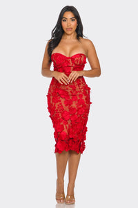 Scarlet Floral Applique Dress - REVE DORES