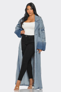 Longline Denim Trench Coat - REVE DORES