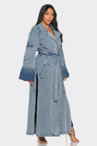 Longline Denim Trench Coat - REVE DORES