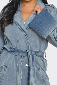 Longline Denim Trench Coat - REVE DORES