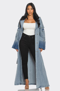 Longline Denim Trench Coat - REVE DORES