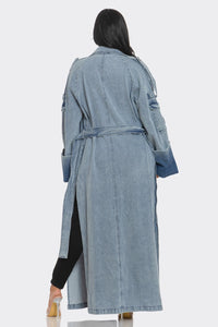 Longline Denim Trench Coat - REVE DORES
