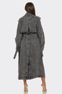 Distressed Denim Trench Coat - REVE DORES