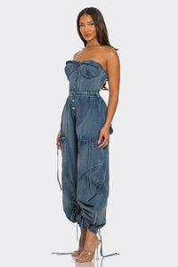 Corset Denim Drawstring Jumpsuit/RE-STOCKING 08.29.25