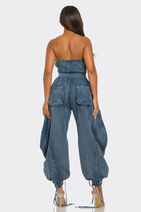 Corset Denim Drawstring Jumpsuit/RE-STOCKING 08.29.25
