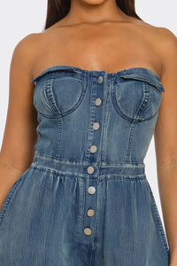 Corset Denim Drawstring Jumpsuit/RE-STOCKING 08.29.25