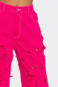 Electric Edge Distressed Wide-Leg Jeans - REVE DORES