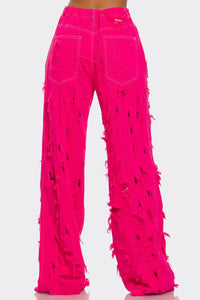 Electric Edge Distressed Wide-Leg Jeans - REVE DORES