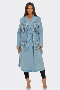 Fringed Denim Trench - REVE DORES