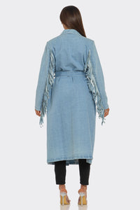 Fringed Denim Trench - REVE DORES