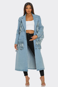 Fringed Denim Trench - REVE DORES