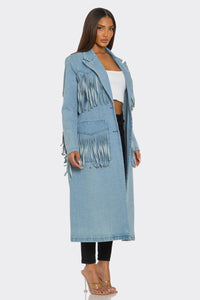 Fringed Denim Trench - REVE DORES