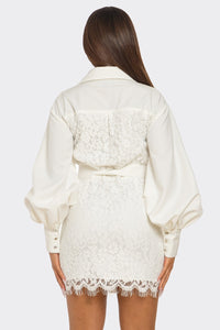 Luxe Utility Lace Belted Shirt Dress/ RESTOCK 04.25.25 - REVE DORES