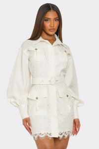 Luxe Utility Lace Belted Shirt Dress/ RESTOCK 04.25.25 - REVE DORES