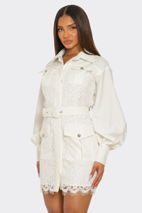 Luxe Utility Lace Belted Shirt Dress/ RESTOCK 04.25.25 - REVE DORES