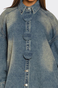 Oversized Denim Button-Up Shirt