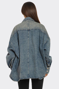 Oversized Denim Button-Up Shirt