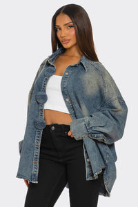 Oversized Denim Button-Up Shirt