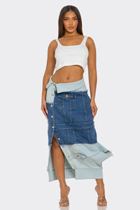 Deconstructed Denim Maxi Skirt - REVE DORES