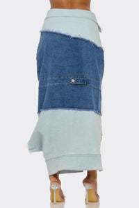 Deconstructed Denim Maxi Skirt - REVE DORES