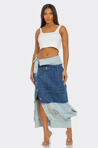 Deconstructed Denim Maxi Skirt - REVE DORES