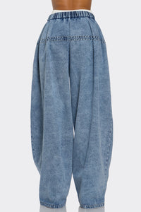 Denim Flow Oversized Cargo Pants - REVE DORES