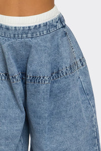 Denim Flow Oversized Cargo Pants - REVE DORES