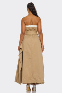 Strapless Belted Maxi Dress – Camel