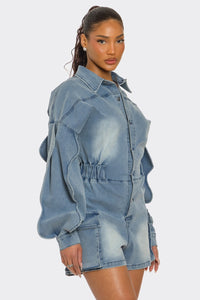Sculpted Edge Denim Romper - REVE DORES