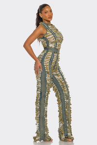 Sahara Fringe Textured Jumpsuit