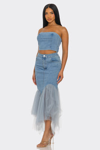 Denim Dreams Tulle Midi Set - REVE DORES