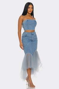 Denim Dreams Tulle Midi Set - REVE DORES