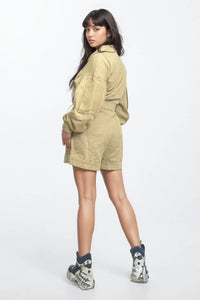 Utility Belted Khaki Romper – Cargo Pocket Detail